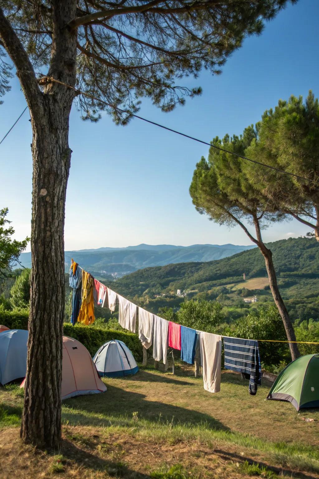 A travel clothesline is perfect for camping adventures.