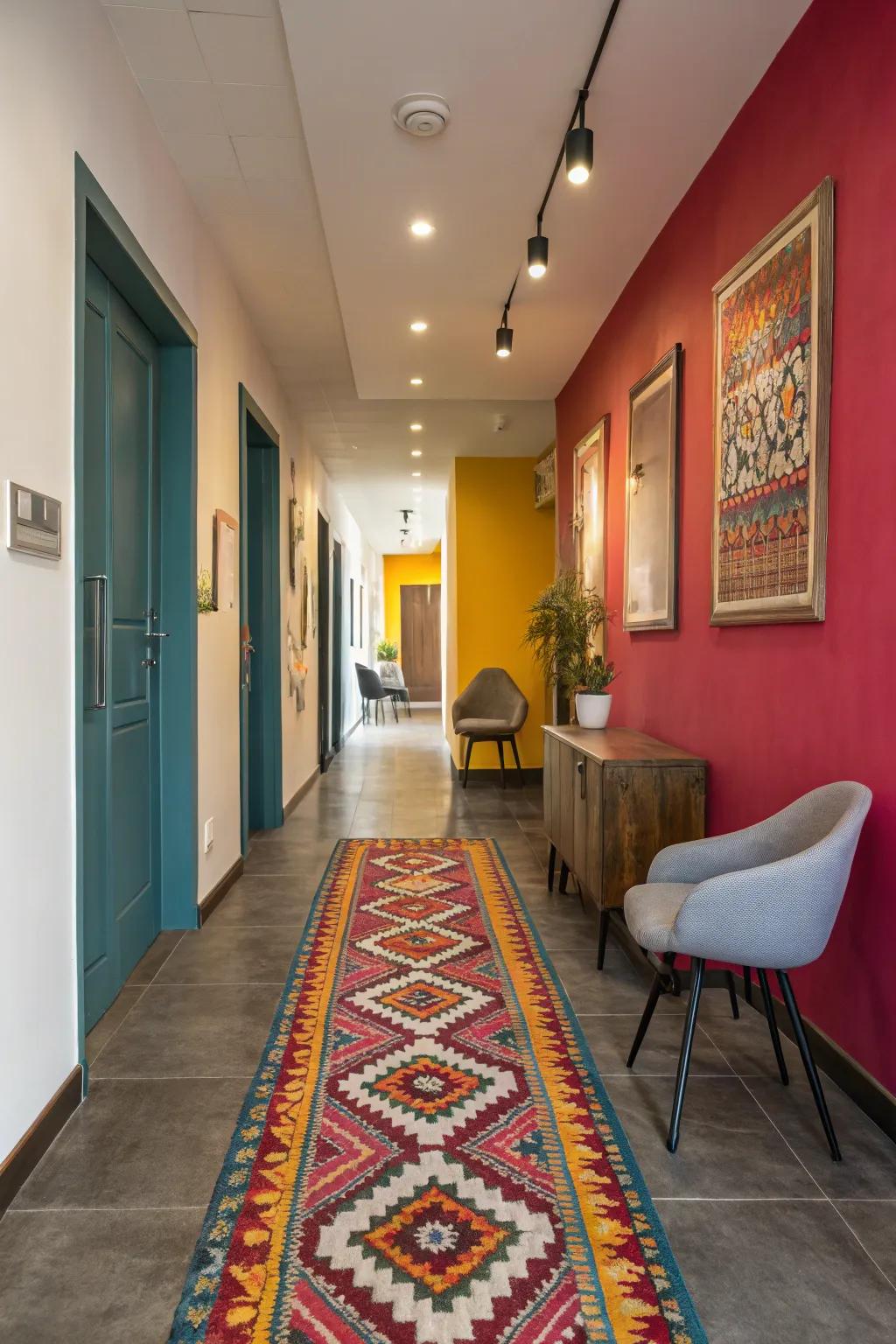 A colorful runner has the ability to incorporate warmth and style to your corridor.