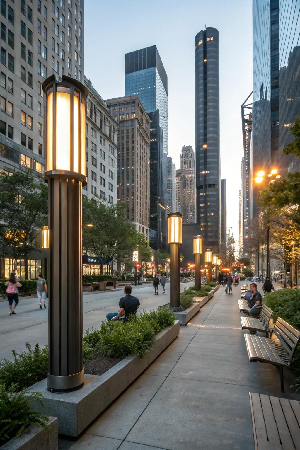Include modern edge using industrial pillar lights.