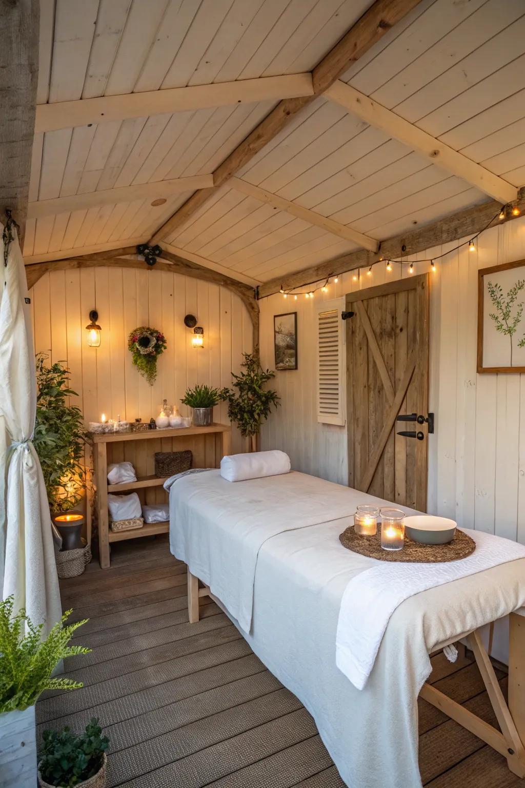 Enjoy relaxation inside a shed-based health center.