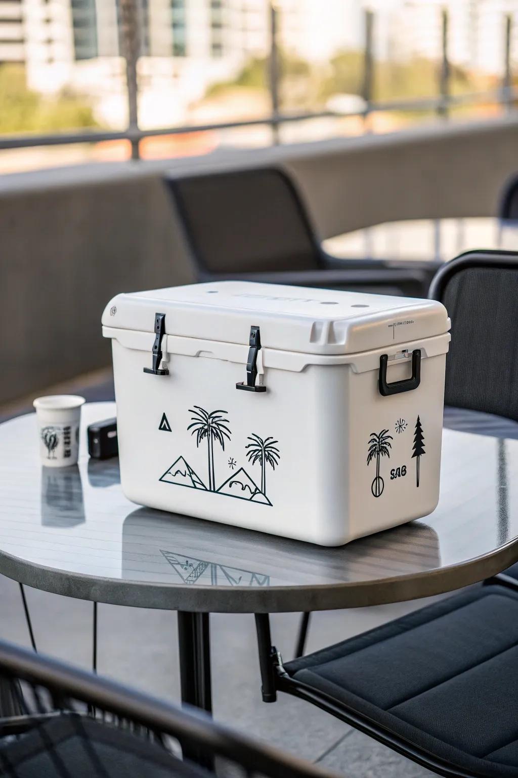 A cooler with minimalist graphics for a chic touch.