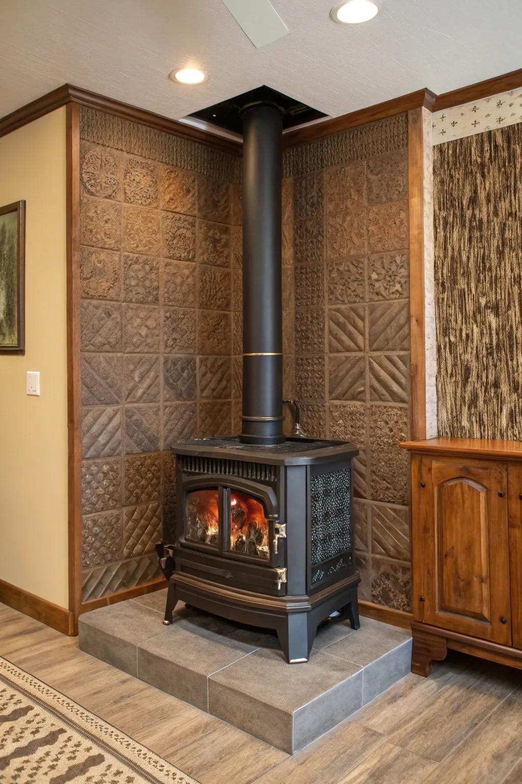 Textured wall finishes can make your hearth feel better to the touch.