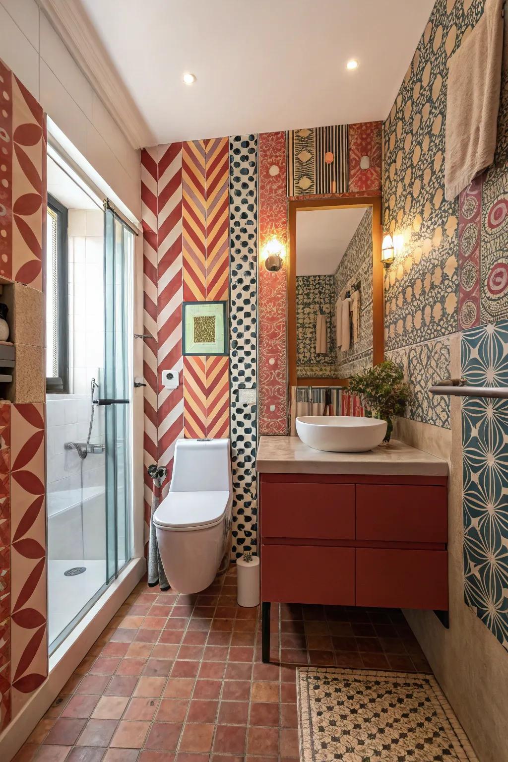 Eye-catching designs establishing a statement within a cottage bathroom