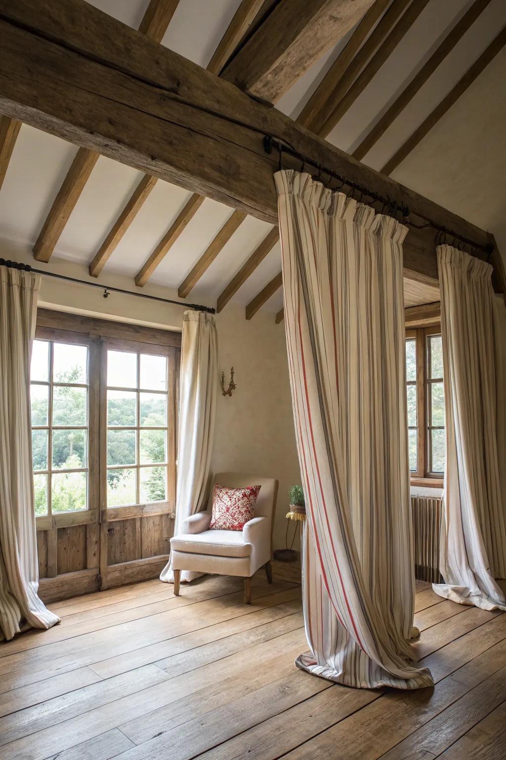 Lined window coverings add traditional charm and enhance vertical space.