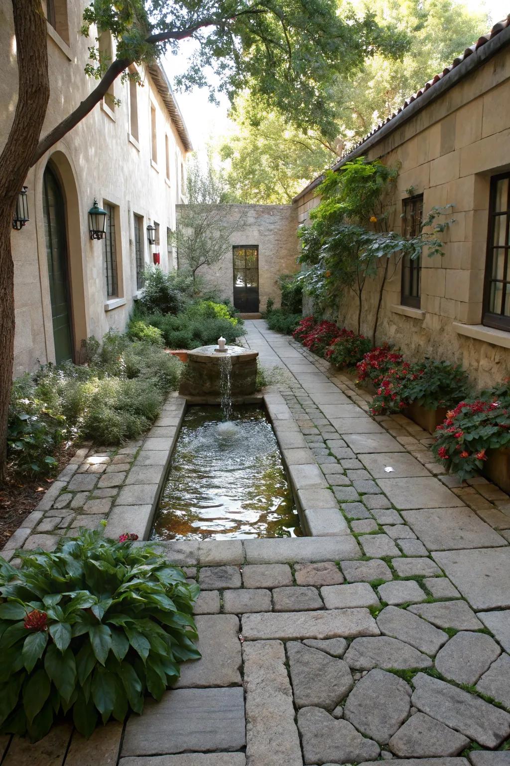 Add tranquility to your courtyard with a stylish water accent.