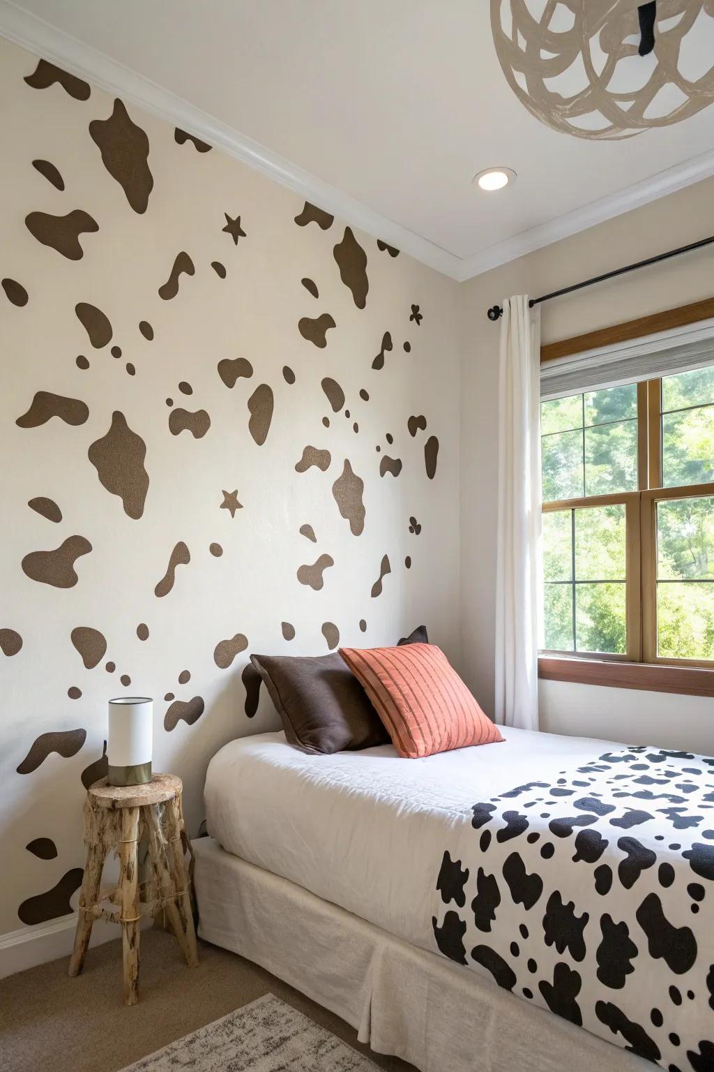 Bovine pattern wall decals offer a simple and stylish update.