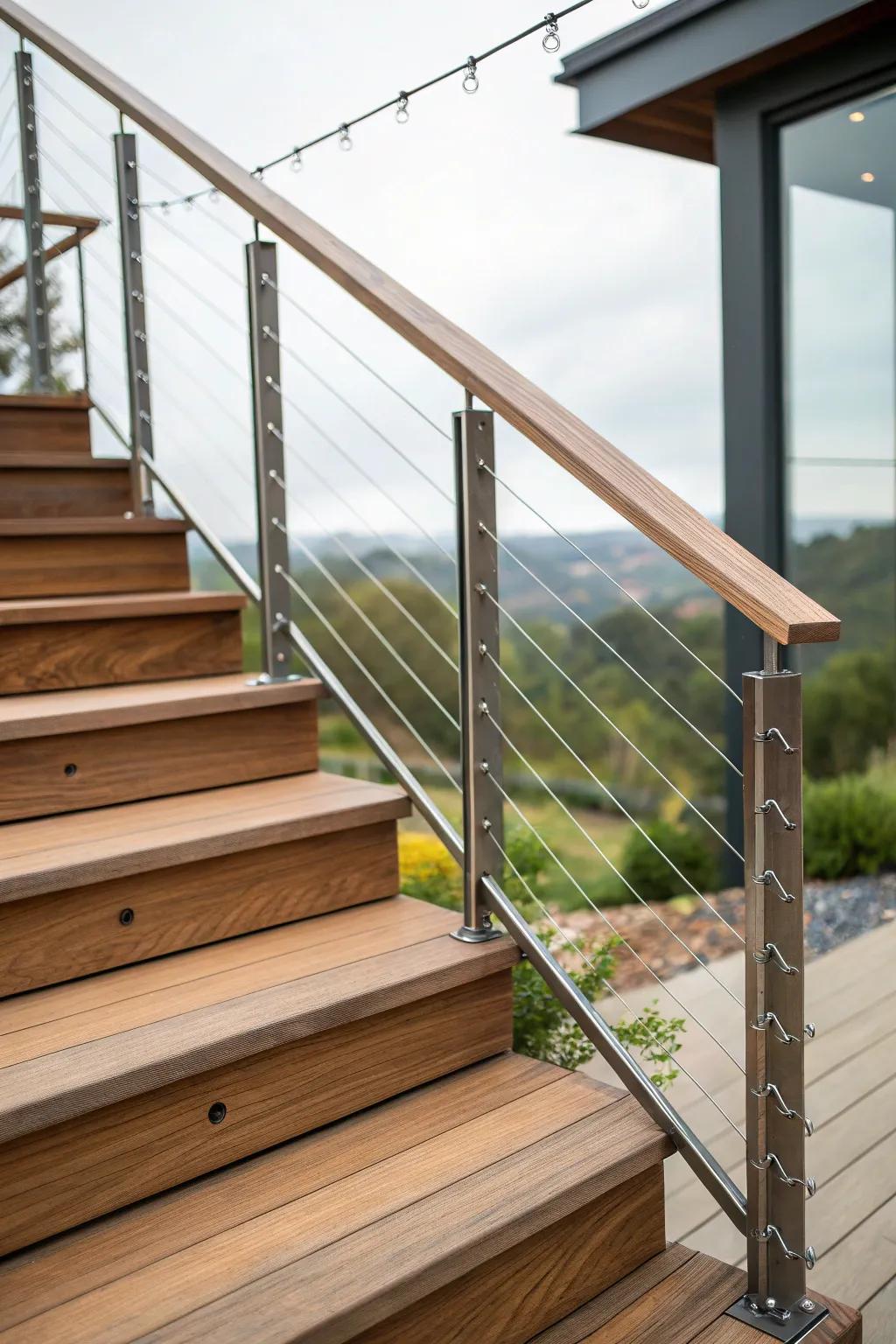 Achieve a modern look with cable wire barriers.