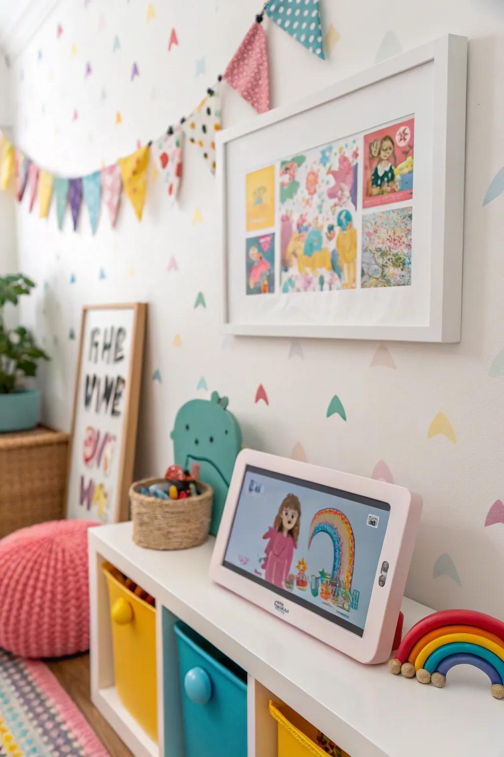 A digital display brings joy to a kids' room.