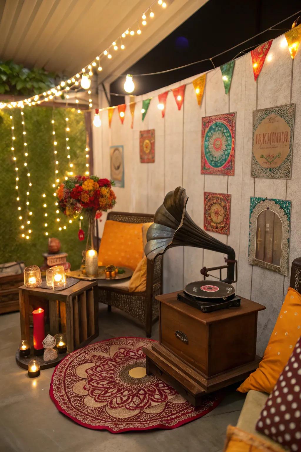 Nostalgic retro items bringing character to the booth.