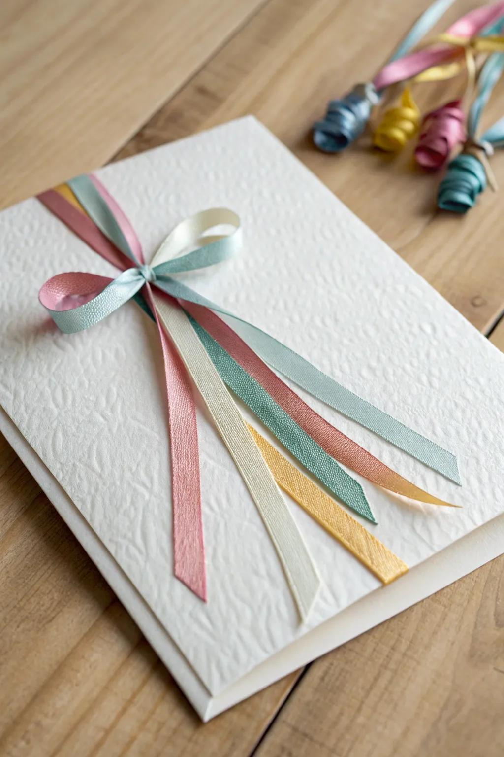 Commemorate with a hint of hue and craftsmanship: Rainbow Ribbons Birthday Greeting.