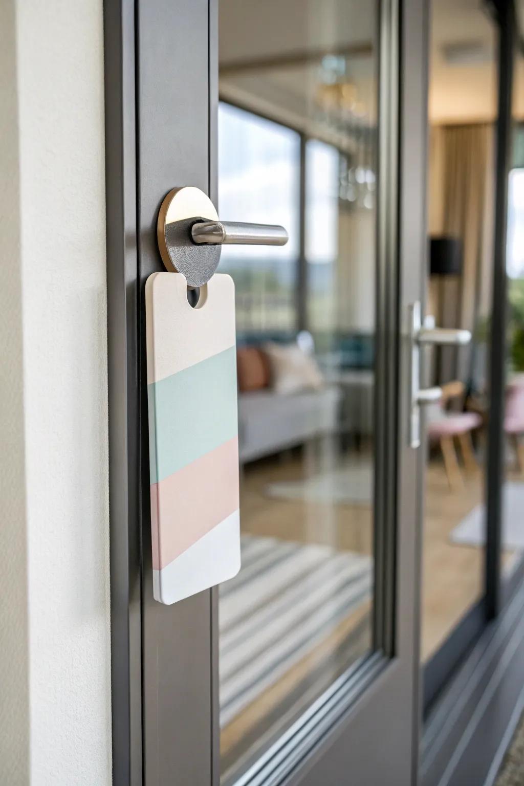 Embrace simplicity with a minimalist and calming door adornment.