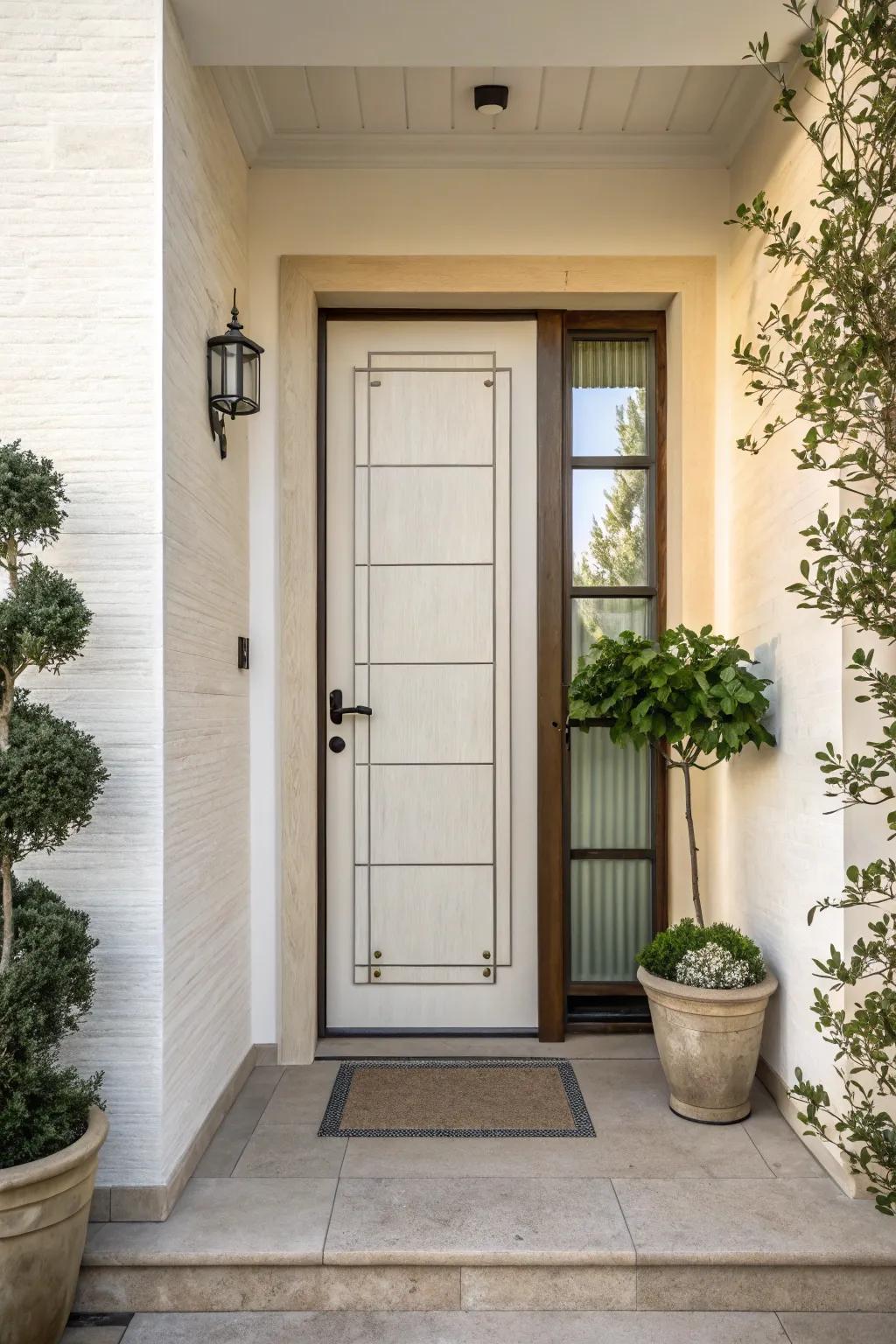 Take in simplicity with a minimalist door blueprint.