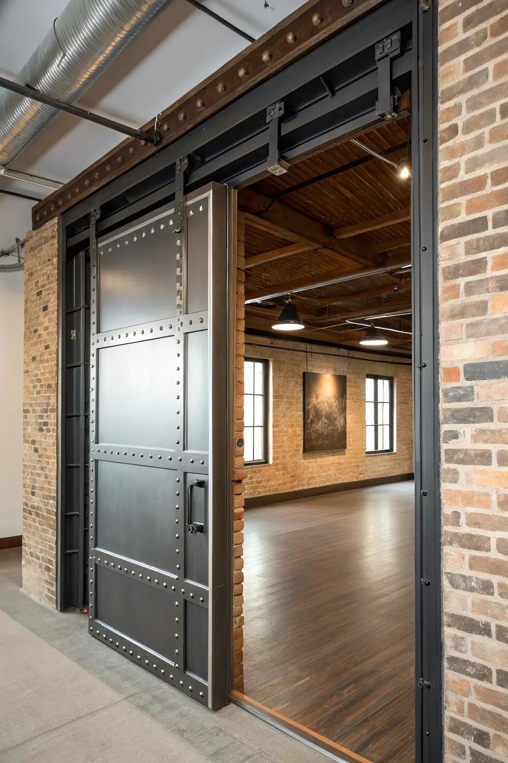 This loft space is made more modern by the addition of industrial metal trim.