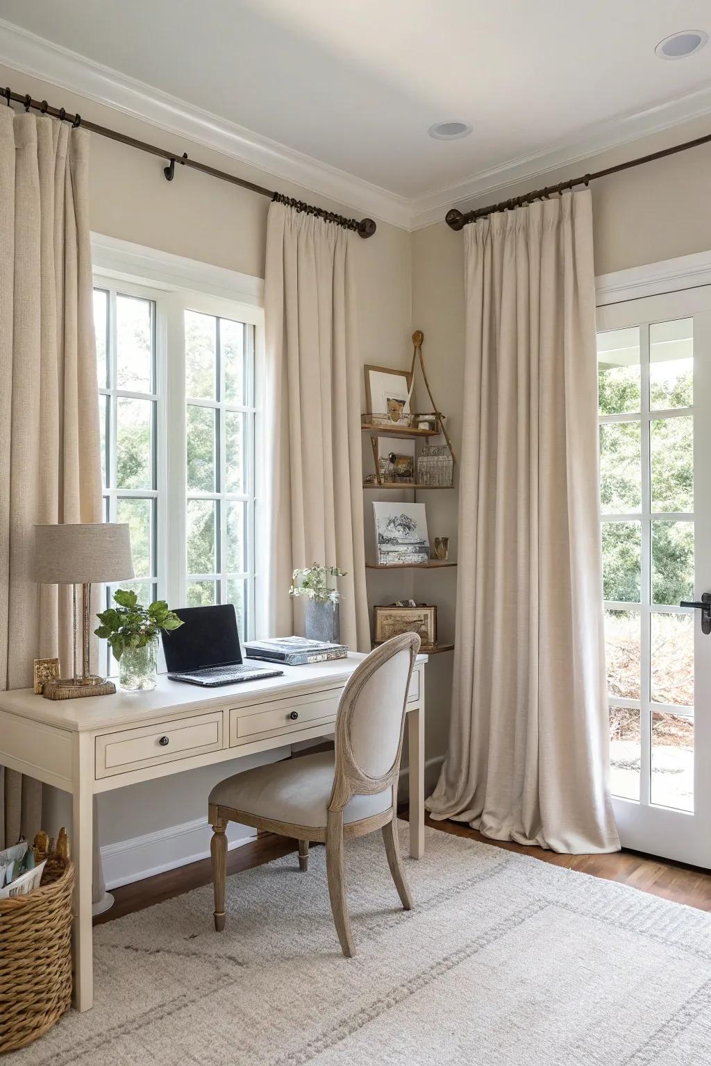 Understated colors enhance elegant simplicity.