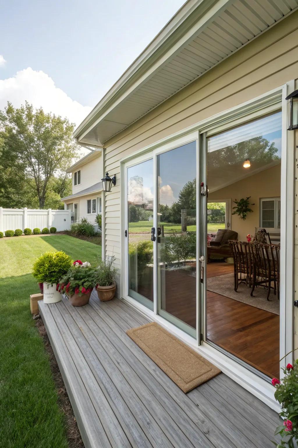 Gliding portals establish a seamless indoor outdoor connection.