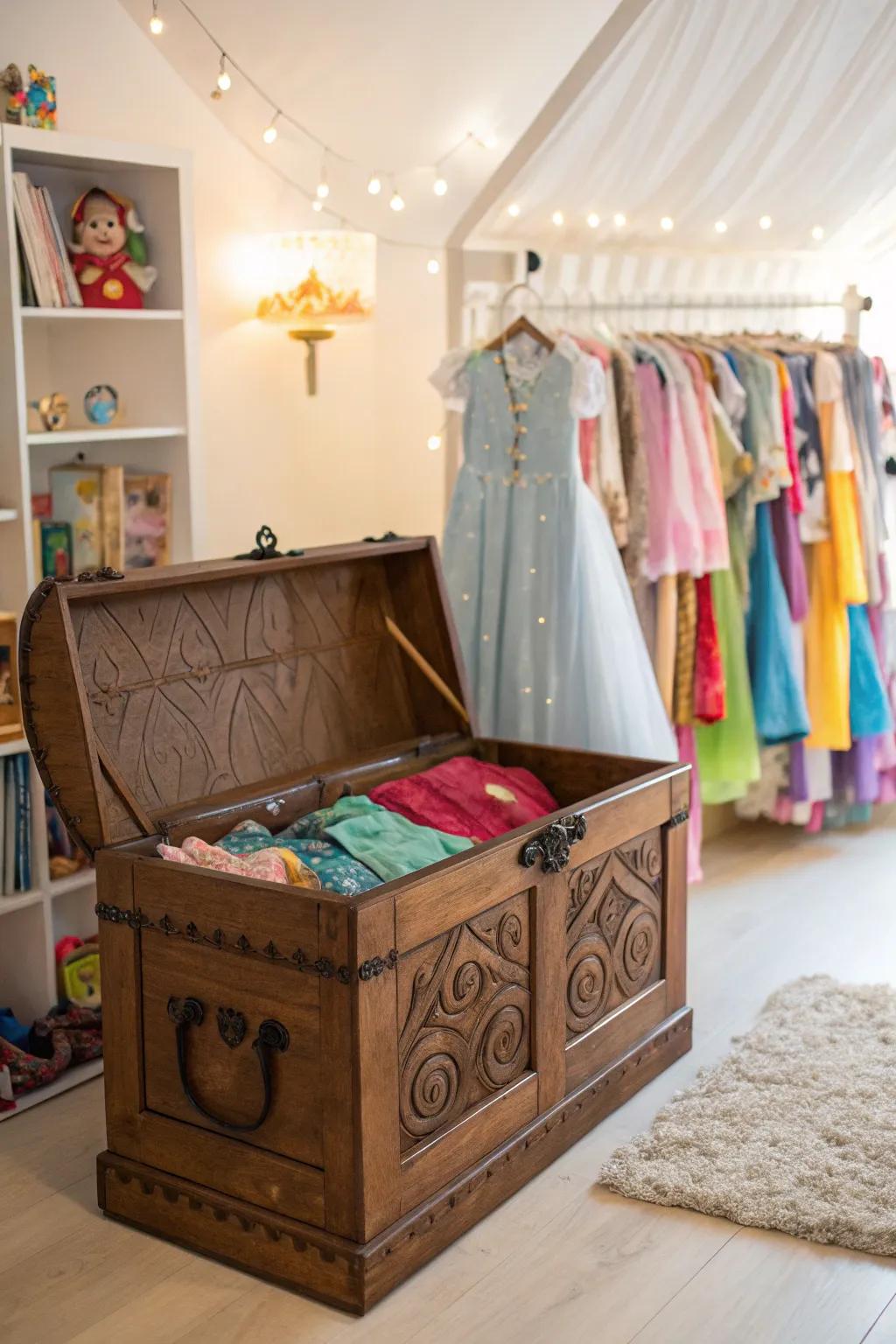A stylish trunk provides discreet storage with style.