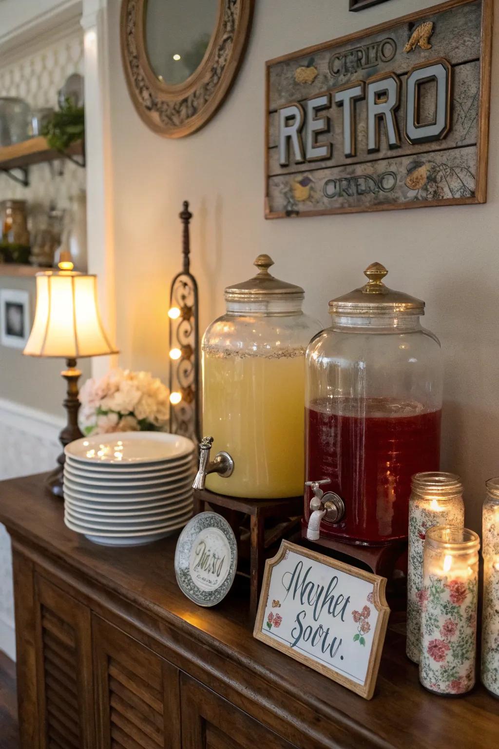 A captivating vintage drink station for timeless appeal.