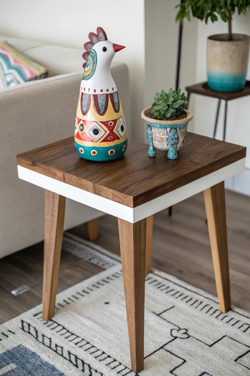 A playful element adding fun to a side table.