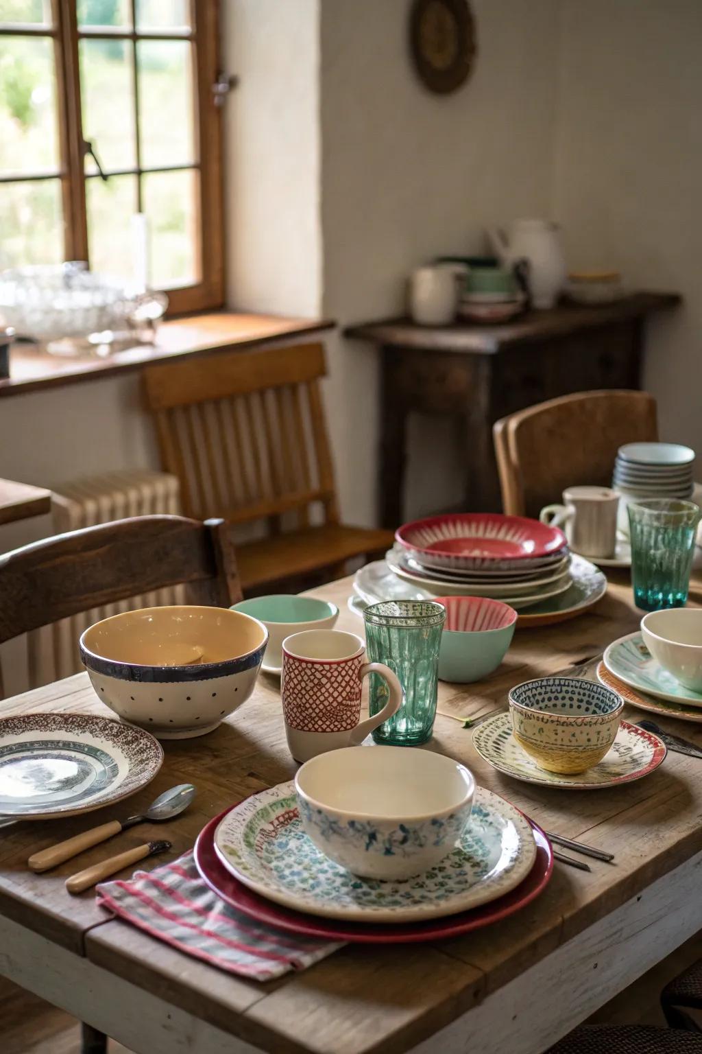 Asymmetrical china appends a snug, eclectic caress.