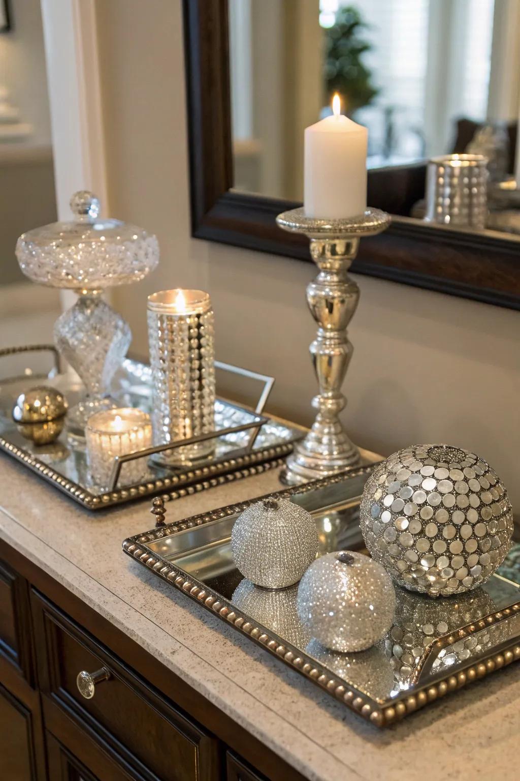 Reflective facets amplify radiance and depth over an entrance.
