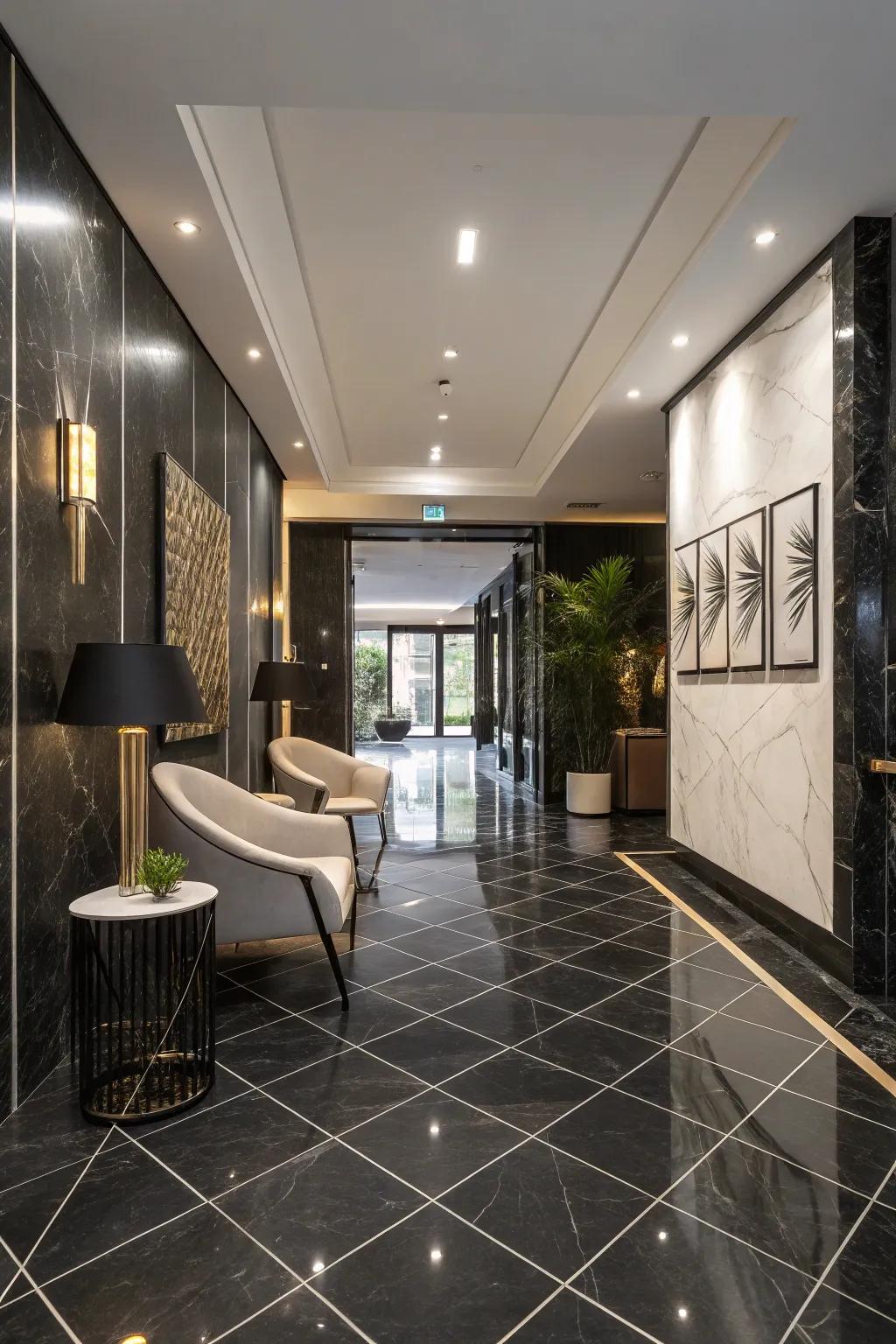 Black stone accents make a striking, dramatic statement.