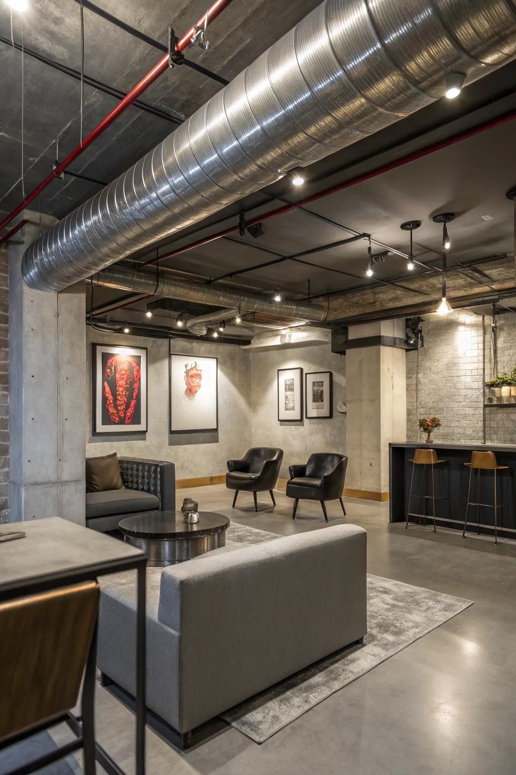 Chic climate control accents elevate the industrial aesthetic.
