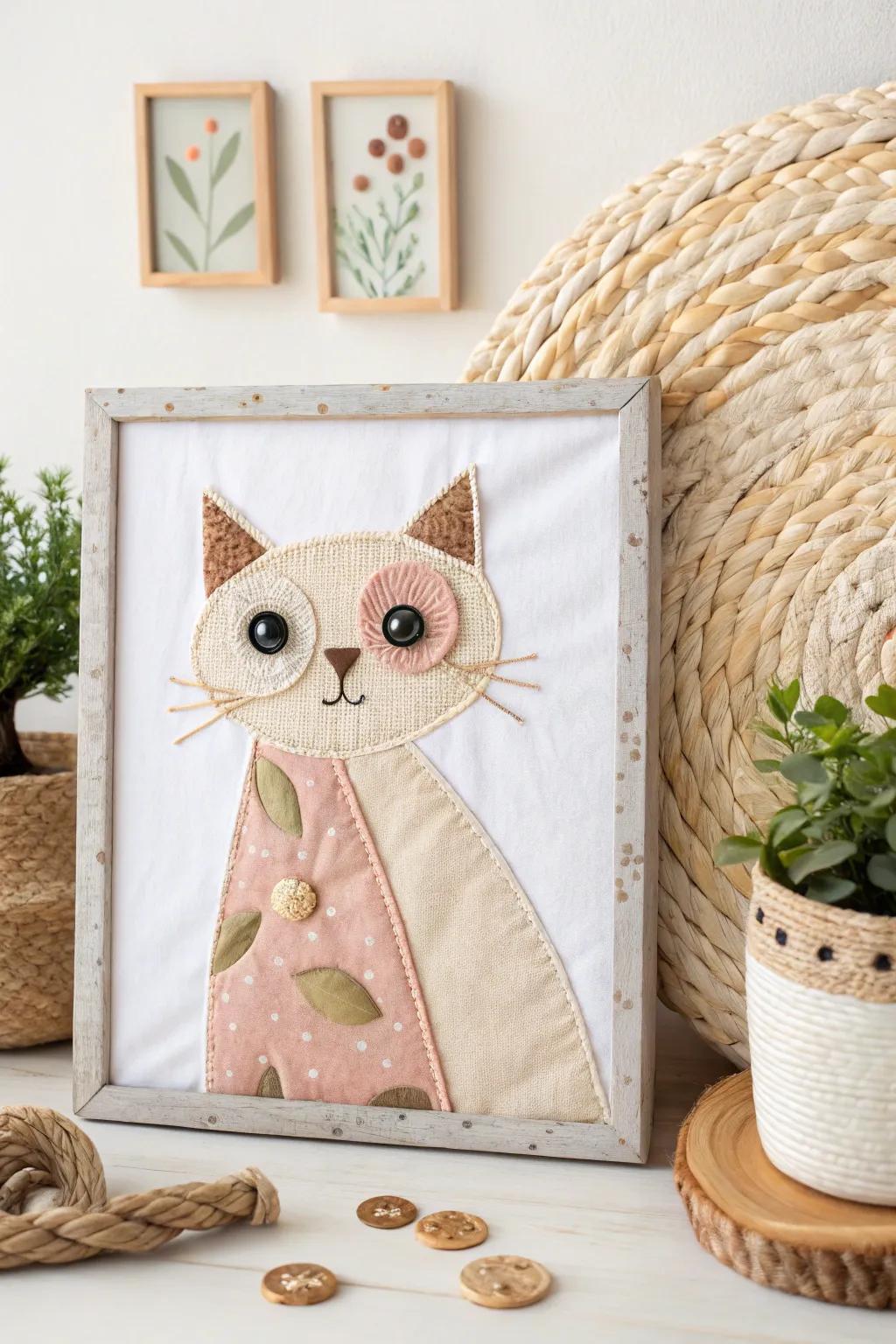 Capture charm and whimsy with a hand-made fabric image of your furry friend.
