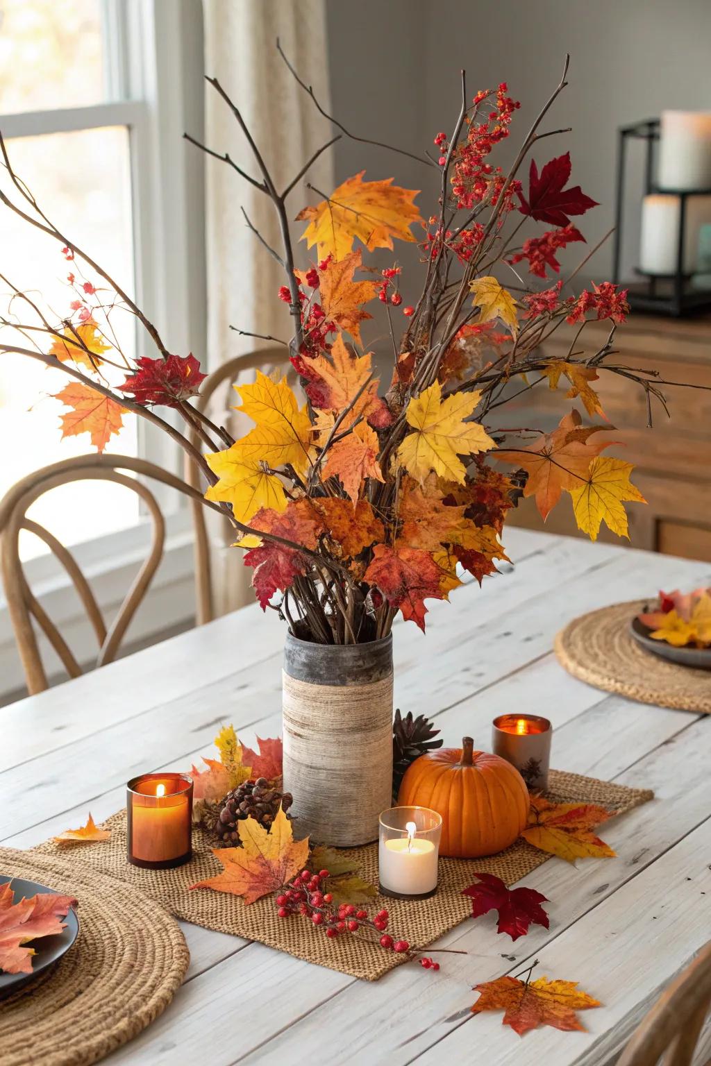 Innate features fashion a straightforward yet stunning fall centerpiece.