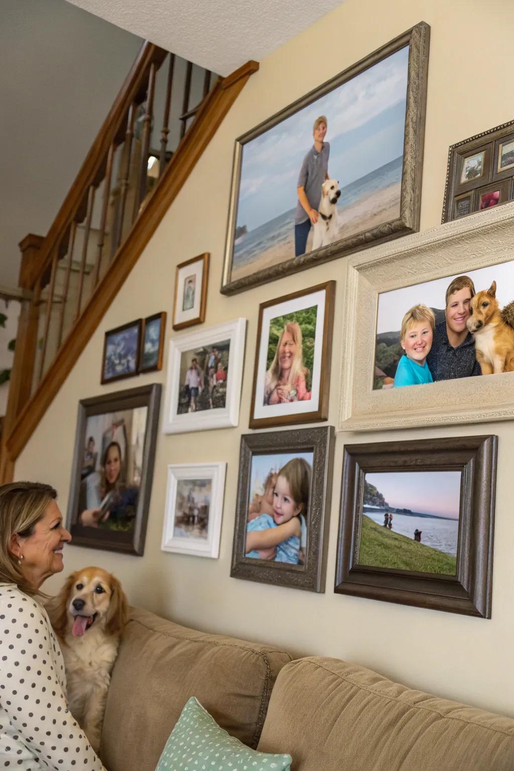 Including pet photos in a family photo wall