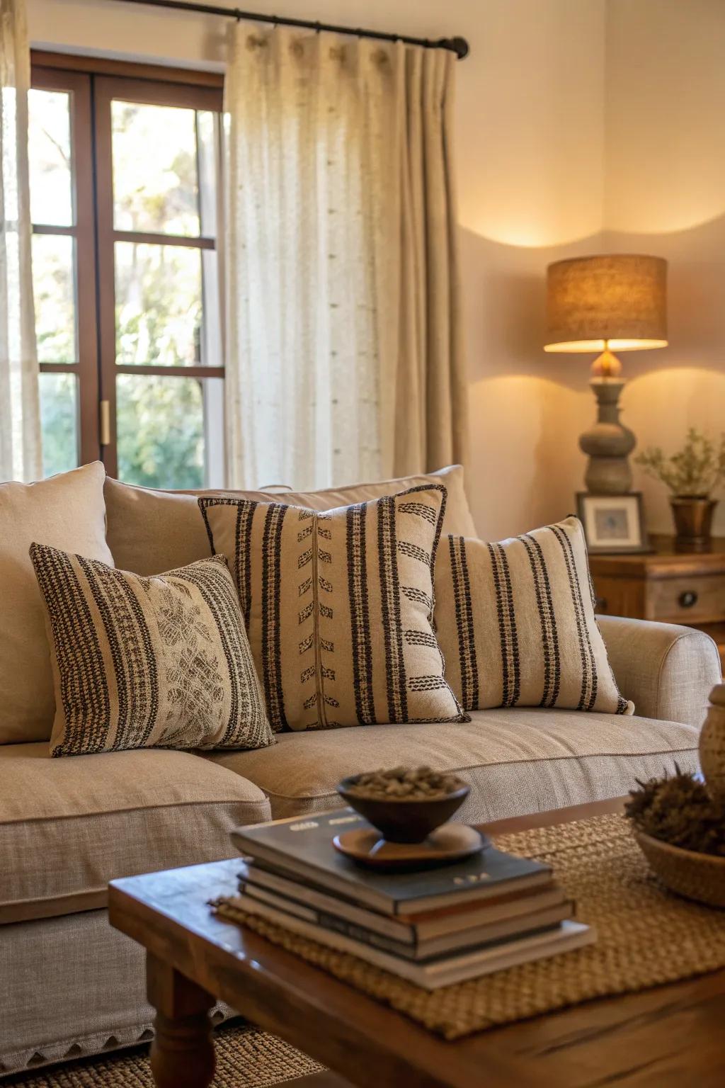 Grain sack designs infusing a hint of farmhouse heritage.