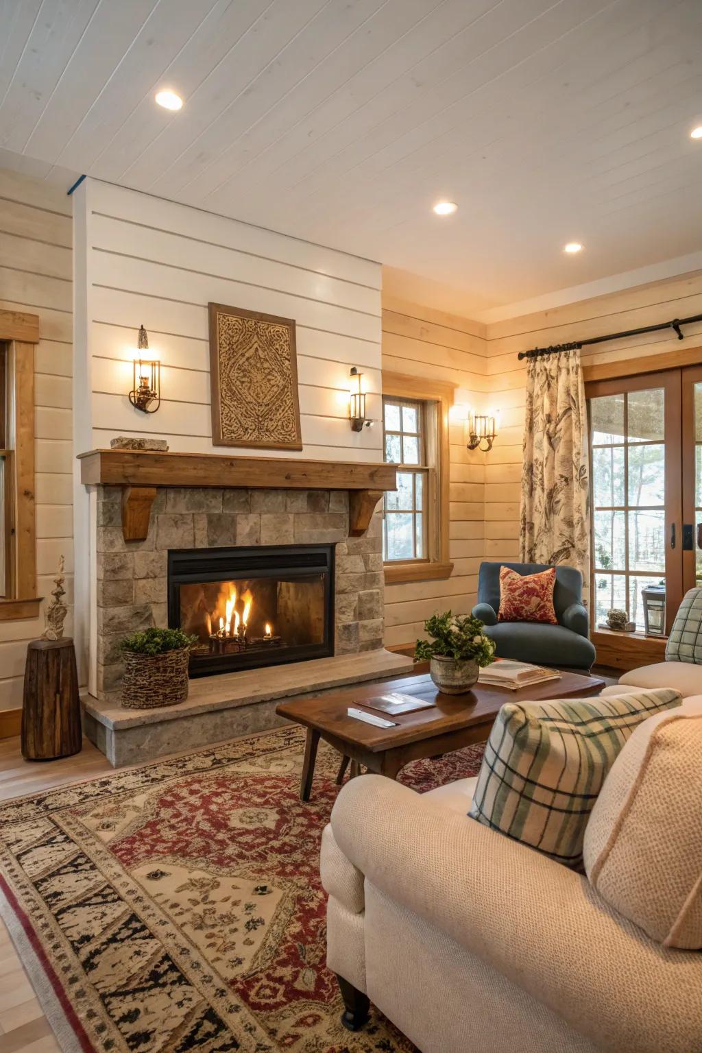 Warm neutrals establish a comfortable and inviting atmosphere.