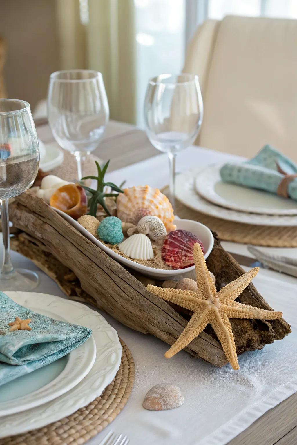 Ocean-inspired centerpieces carry the ocean to your table.