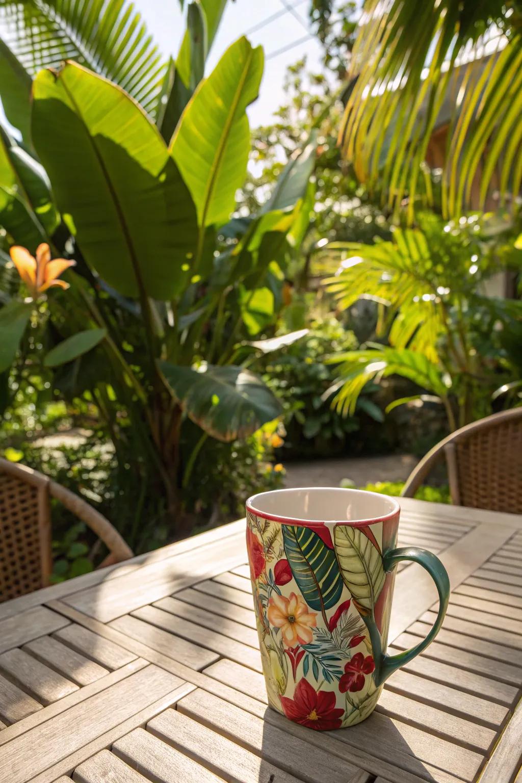 Tropical flower designs introducing an exotic touch.