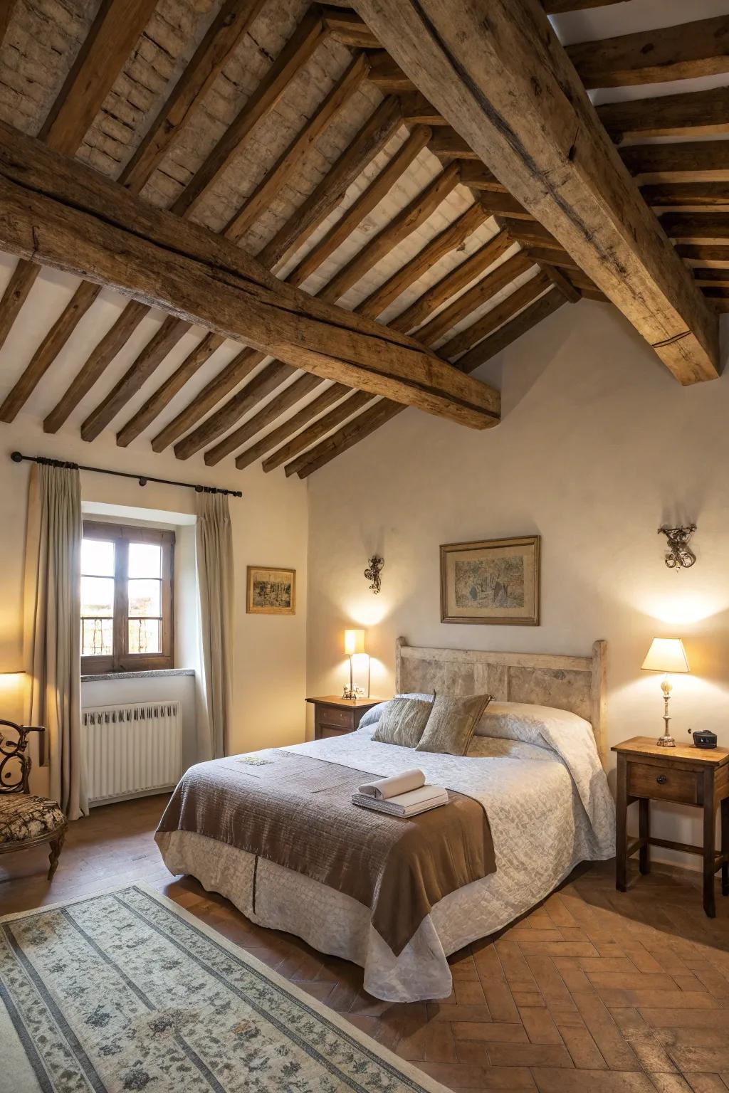 Timber beams provide beauty and countryside charm.