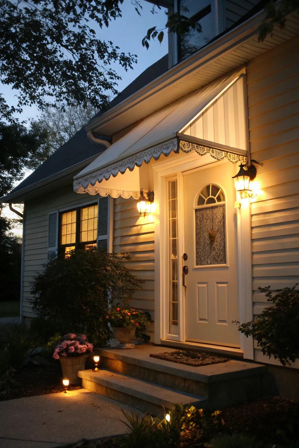 Integrated lighting overhangs illuminate beautifully.