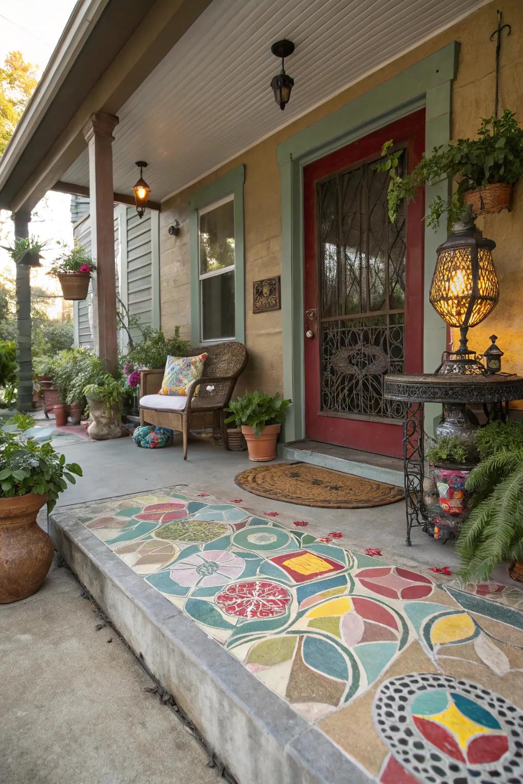 Mosaic designs bring artistic flair.