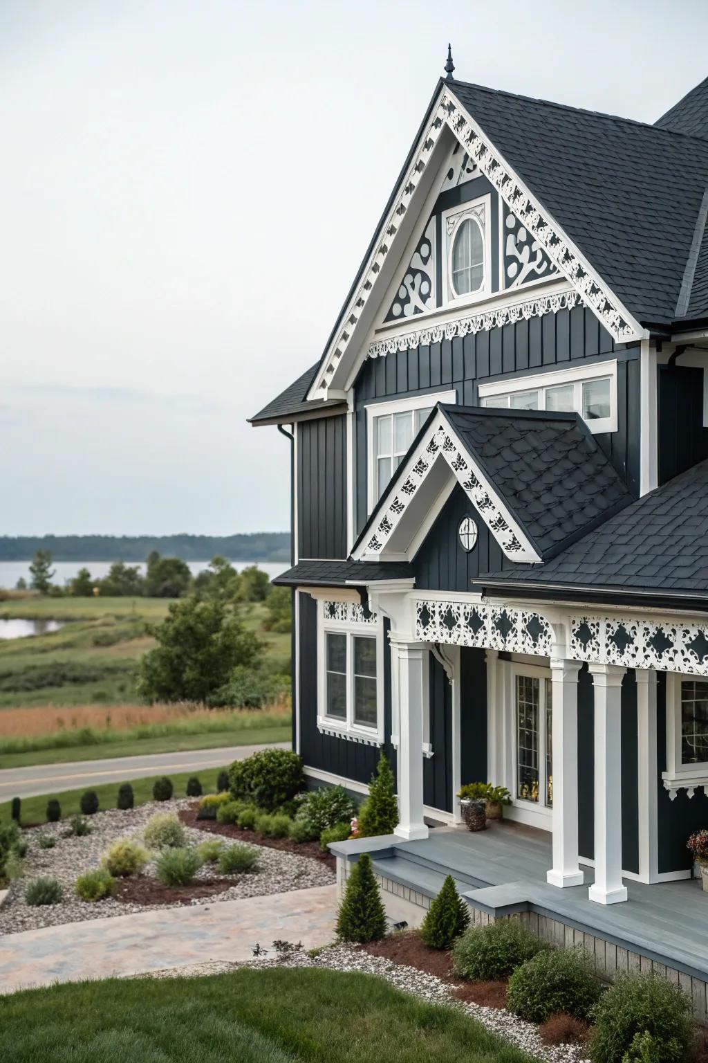Black and white peaks add dramatic style.