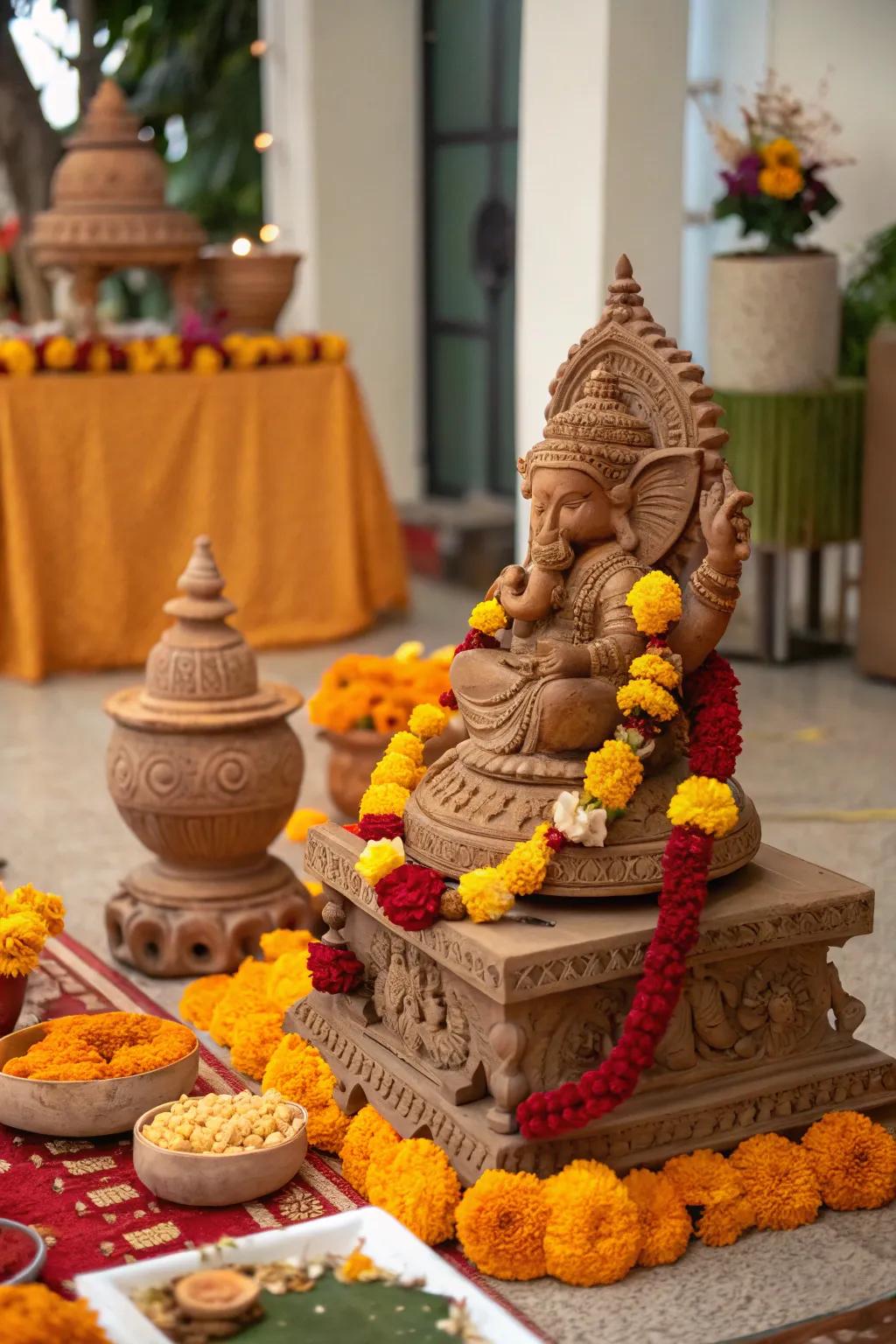 Earthy artistry adding a personalized nuance to the decor.