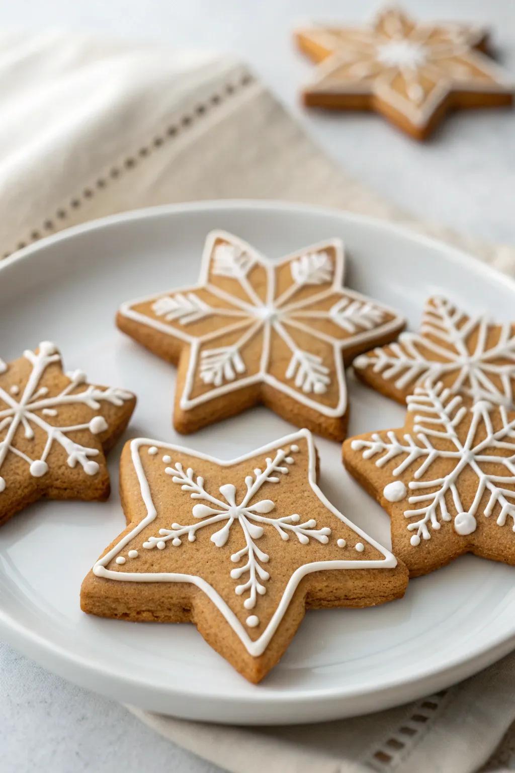 Refined asterisk biscuits conveying elegance.