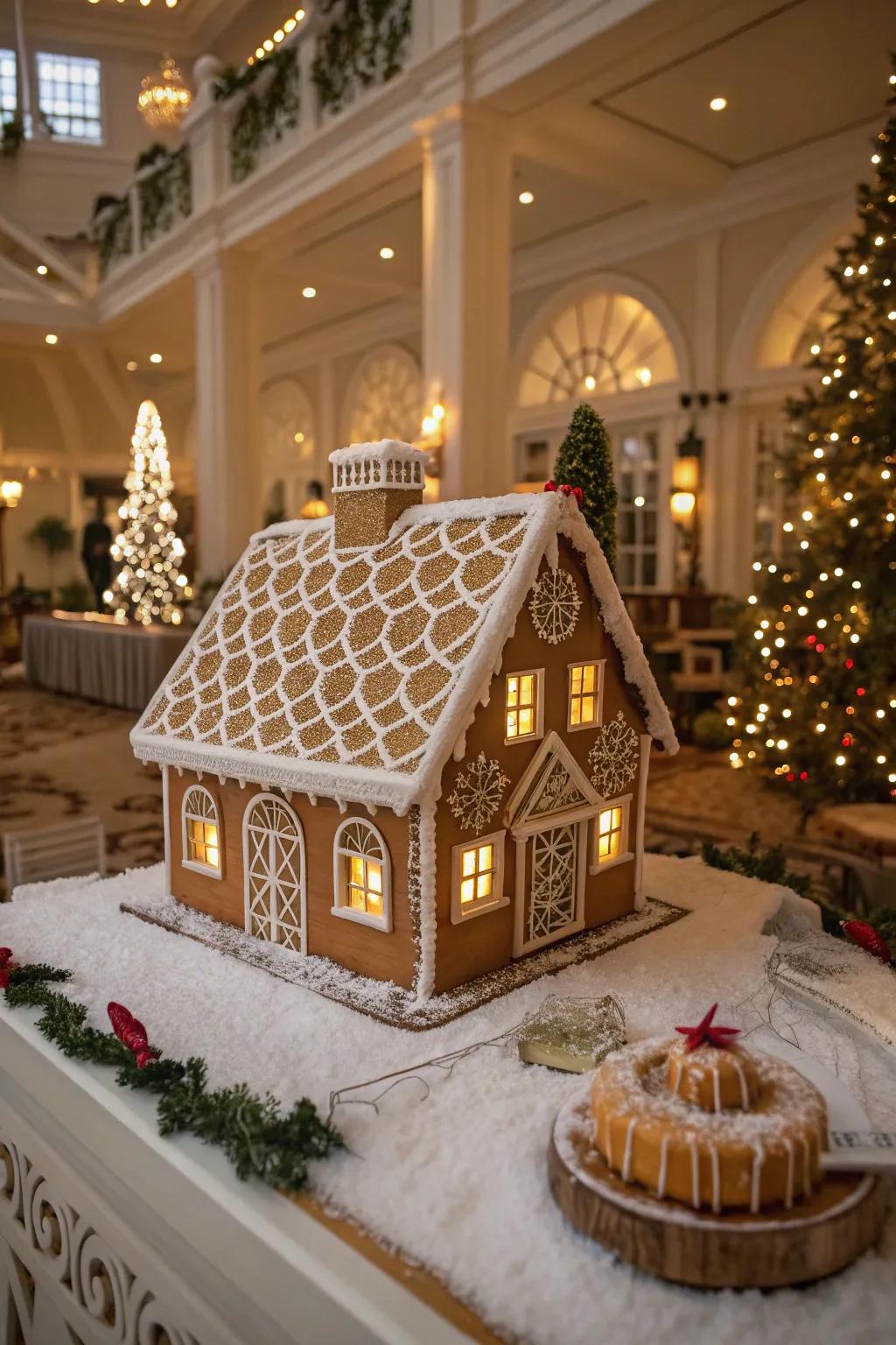 Regal frosting blueprints infuse refinement and minutiae into gingerbread roofings.