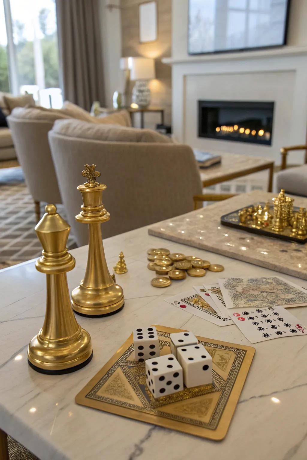 A fun-filled game night with gold-themed entertainment.