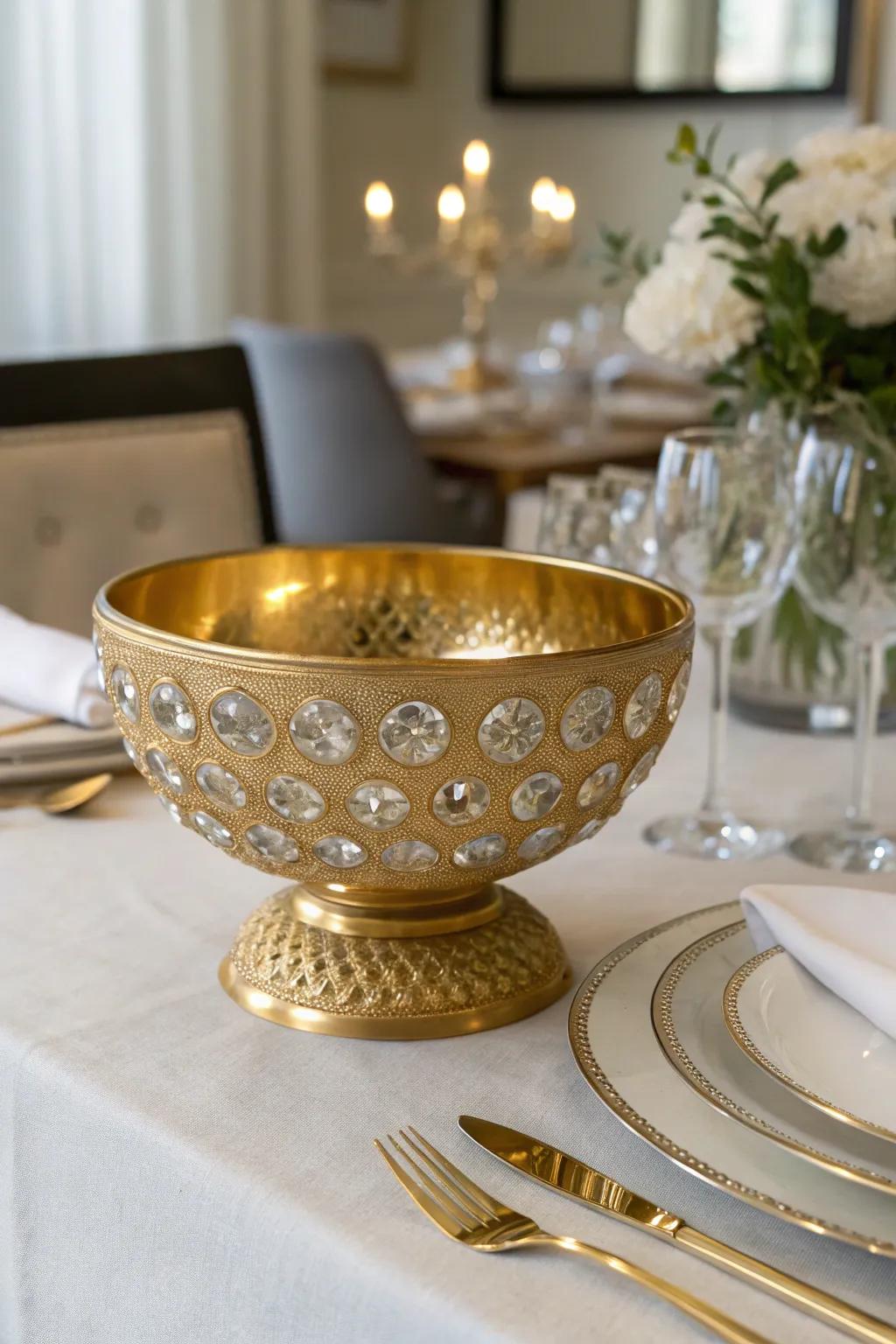 Luxurious gilded basin paired with crystalline features.