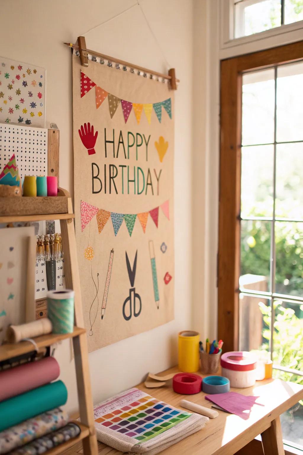 Handcrafted craft elements infuse a customized sensation into birthday displays.
