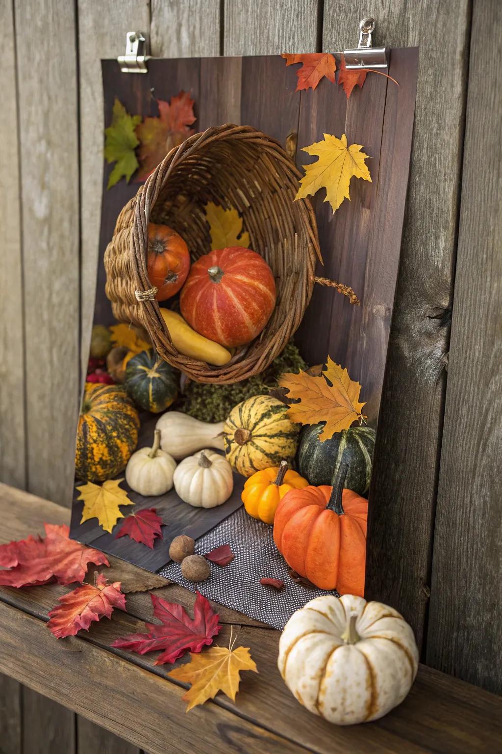 Nature's bounty poster that blends fall beauty with Hallowed Eve charm.