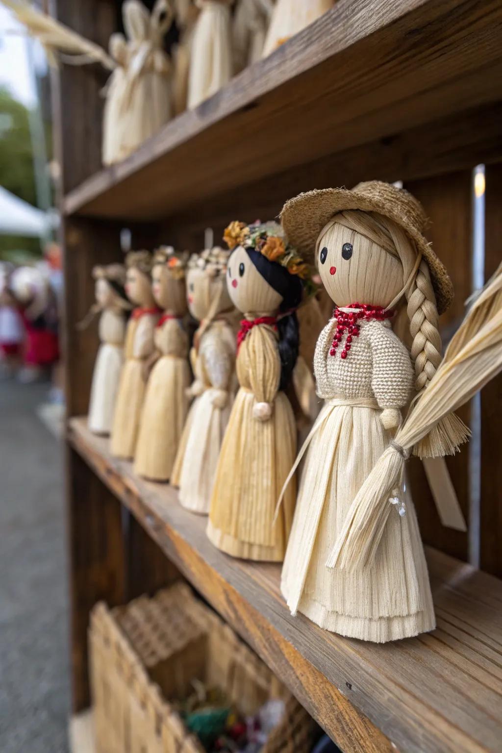 Enchanting maize husk figures appending a nostalgic impression.