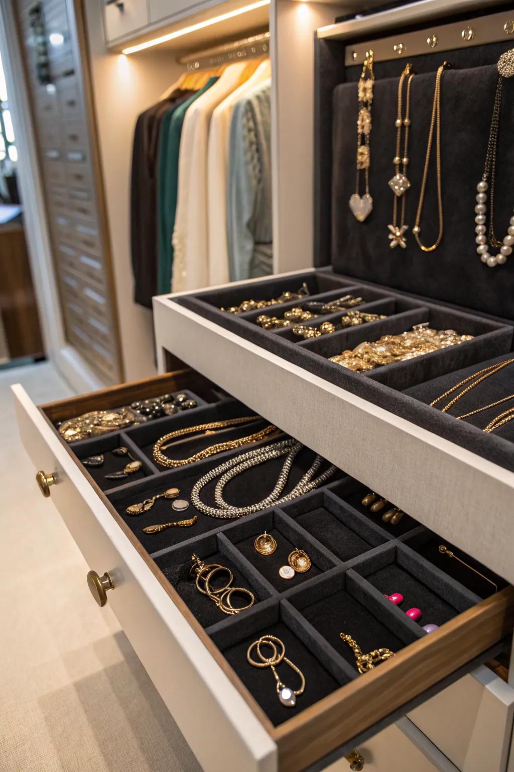 Display your jewelry beautifully using a dedicated setup.