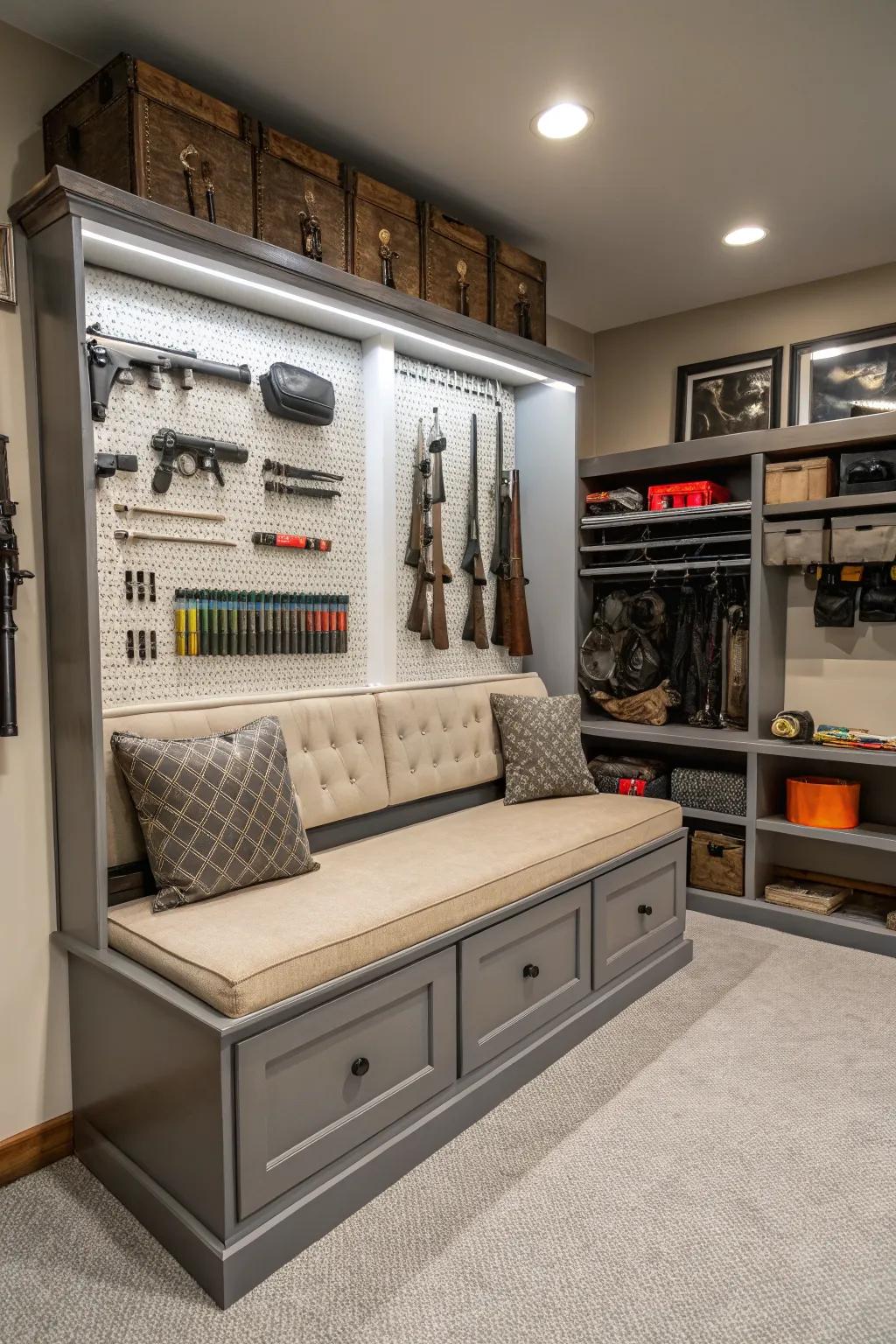 Multi-purpose furniture enhances utility and saves space.