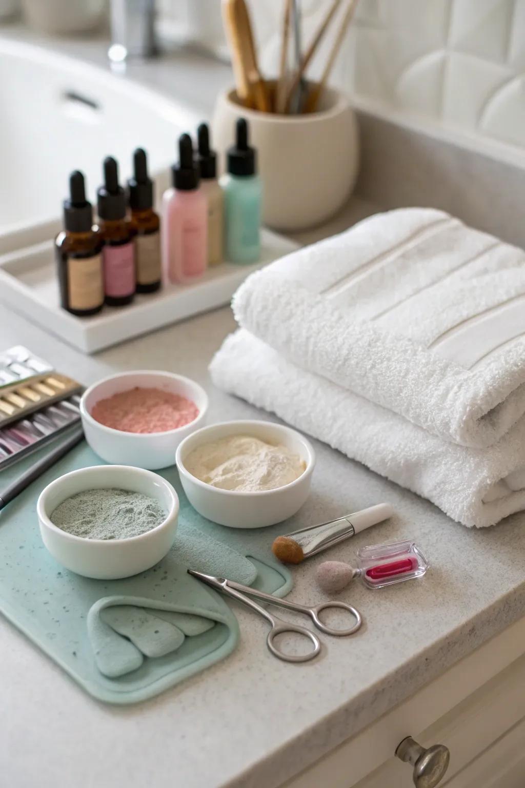 A calming spa day setup offering a touch of luxury at home.