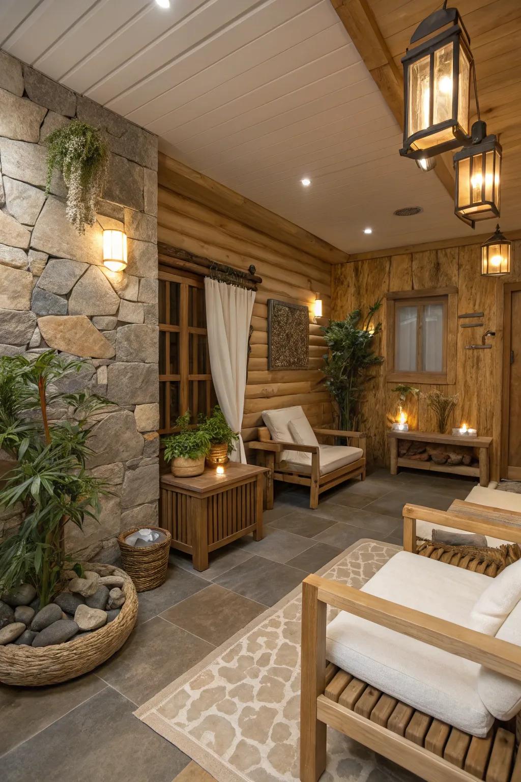 Natural textures lend warmth and a touch of nature to your salon.