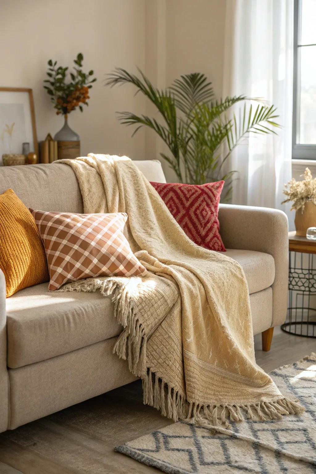 Fabrics append warmth and texture to a living area.